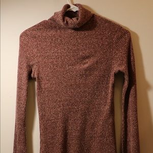 Burgundy bell sleeved turtle neck
